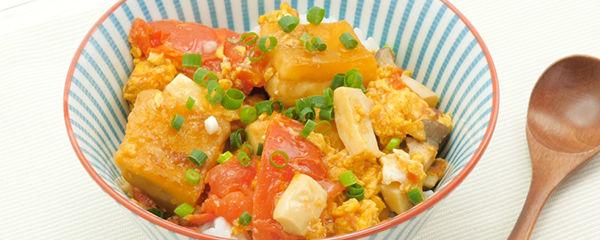 【トマトと高野豆腐の玉子とじ丼】体にいいものを美味しく食べよう！Jineko Cooking